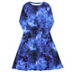 Nerdy Blue Purple Nebula Space Long Sleeve Midi Dress