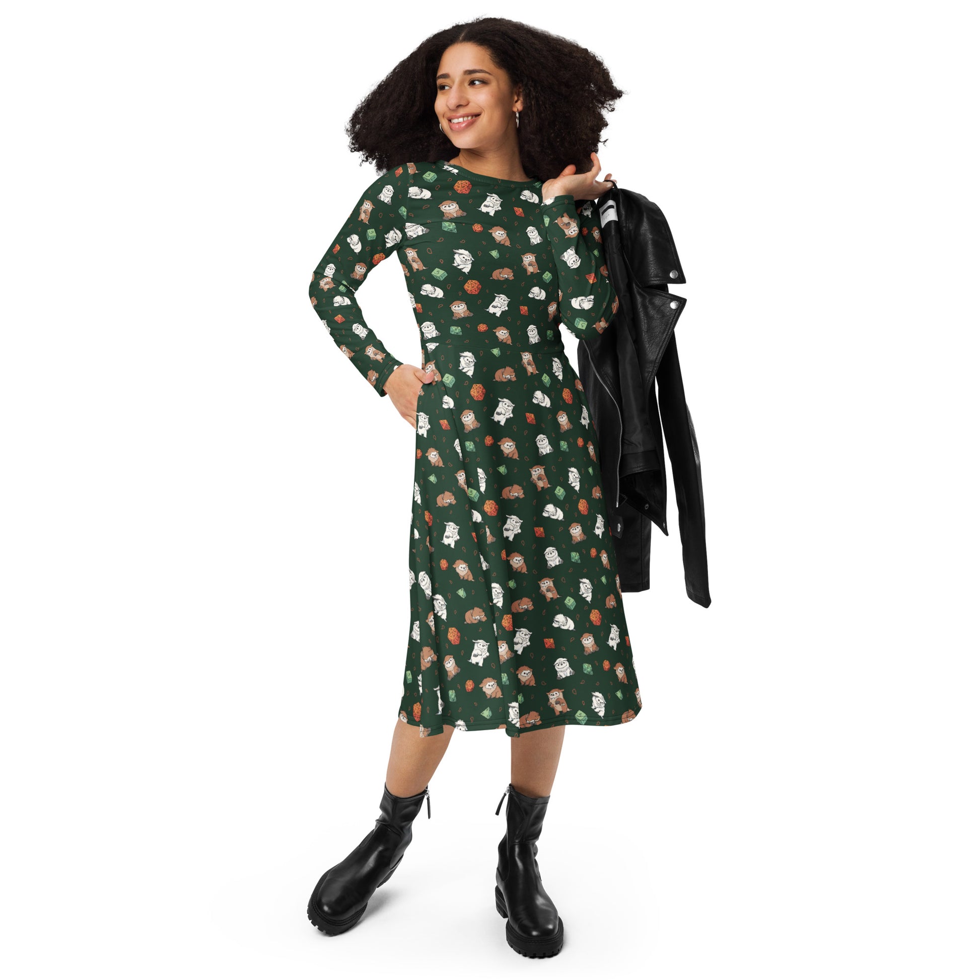Dnd Owlbears Long Sleeve Midi Dress 4
