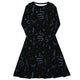 Nerdy Episodic Mystical Collection Black Long Sleeve Midi Dress