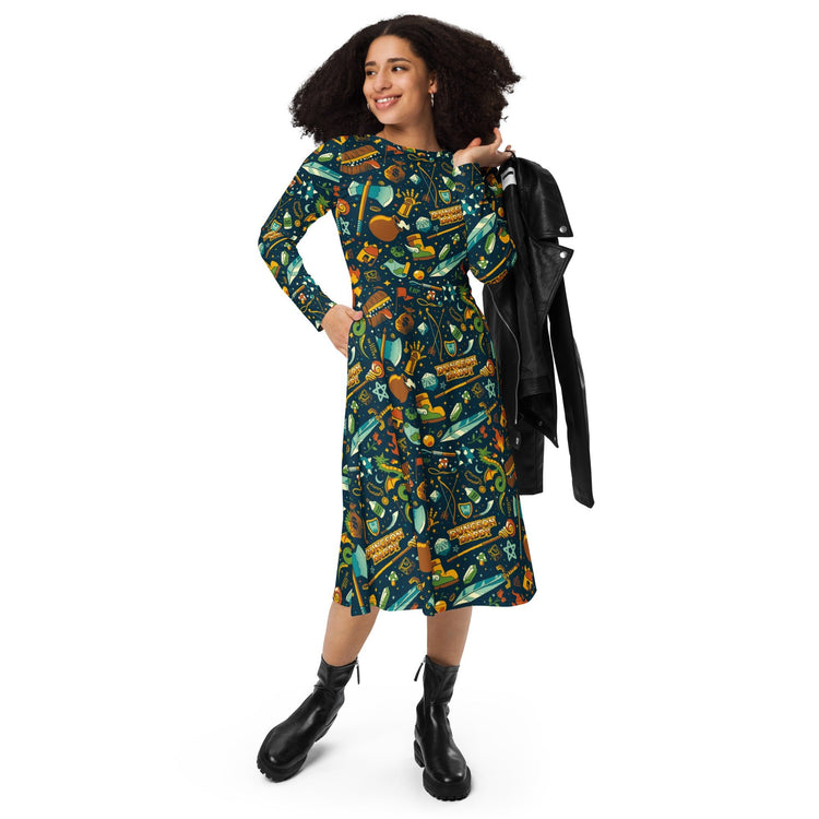 Nerdy Dungeon Daddy Long Sleeve Midi Dress