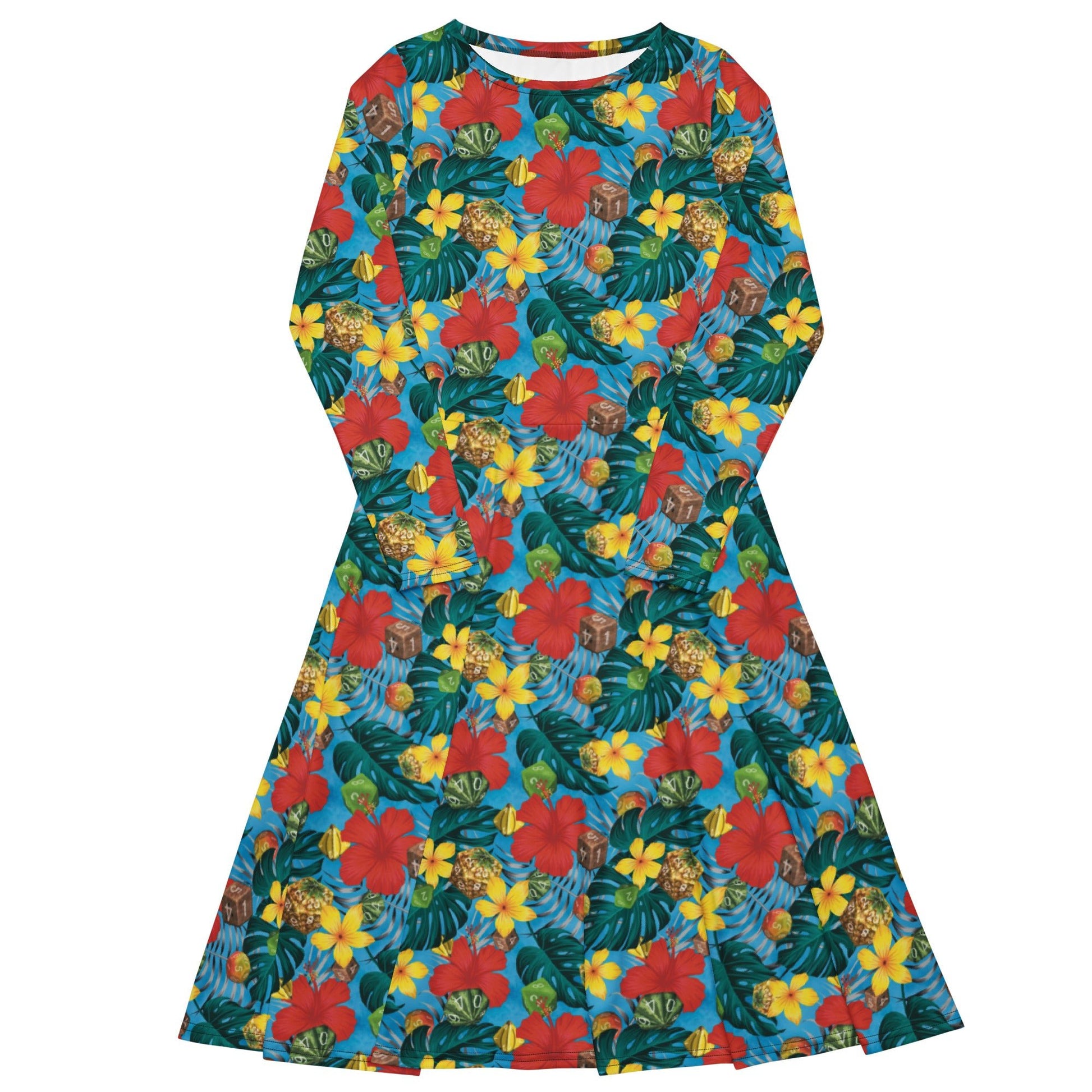 Tropical Fruit Dice Dnd Long Sleeve Midi Dress 1