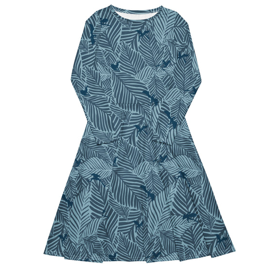 Nerdy Tropical Dragons Long Sleeve Midi Dress