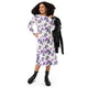 Nerdy Rainbow Dragons and Unicorns Long Sleeve Midi Dress