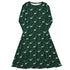 Dino Green Tropics Green Dinosaur Long Sleeve Midi Dress 1