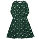 Nerdy Dino Green Tropics Green Dinosaur Long Sleeve Midi Dress