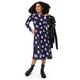 Nerdy Anxious Ghosts Purple Long Sleeve Midi Dress