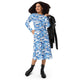 Nerdy Surfer Bunnies Anime Long Sleeve Midi Dress