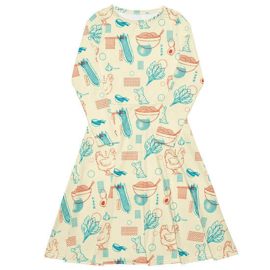 Nerdy Ramen Recipe Japanese Long Sleeve Midi Dress