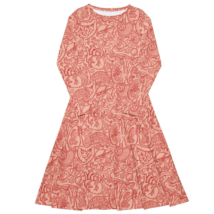 Nerdy Human Anatomy Light Long Sleeve Midi Dress