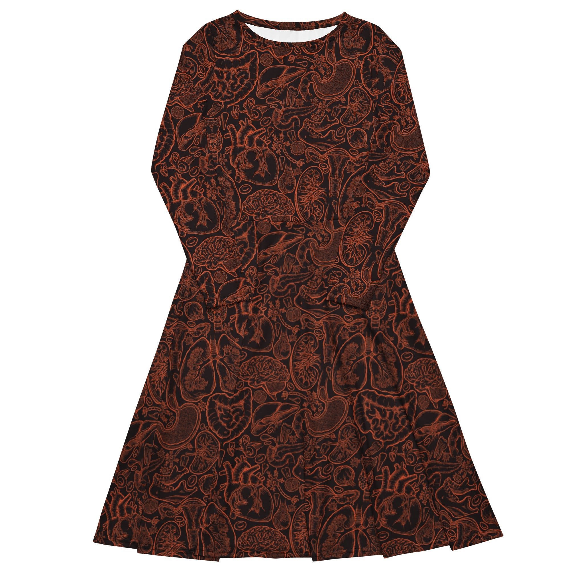 Nerdy Human Anatomy Dark Long Sleeve Midi Dress