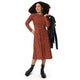 Nerdy Human Anatomy Red Long Sleeve Midi Dress