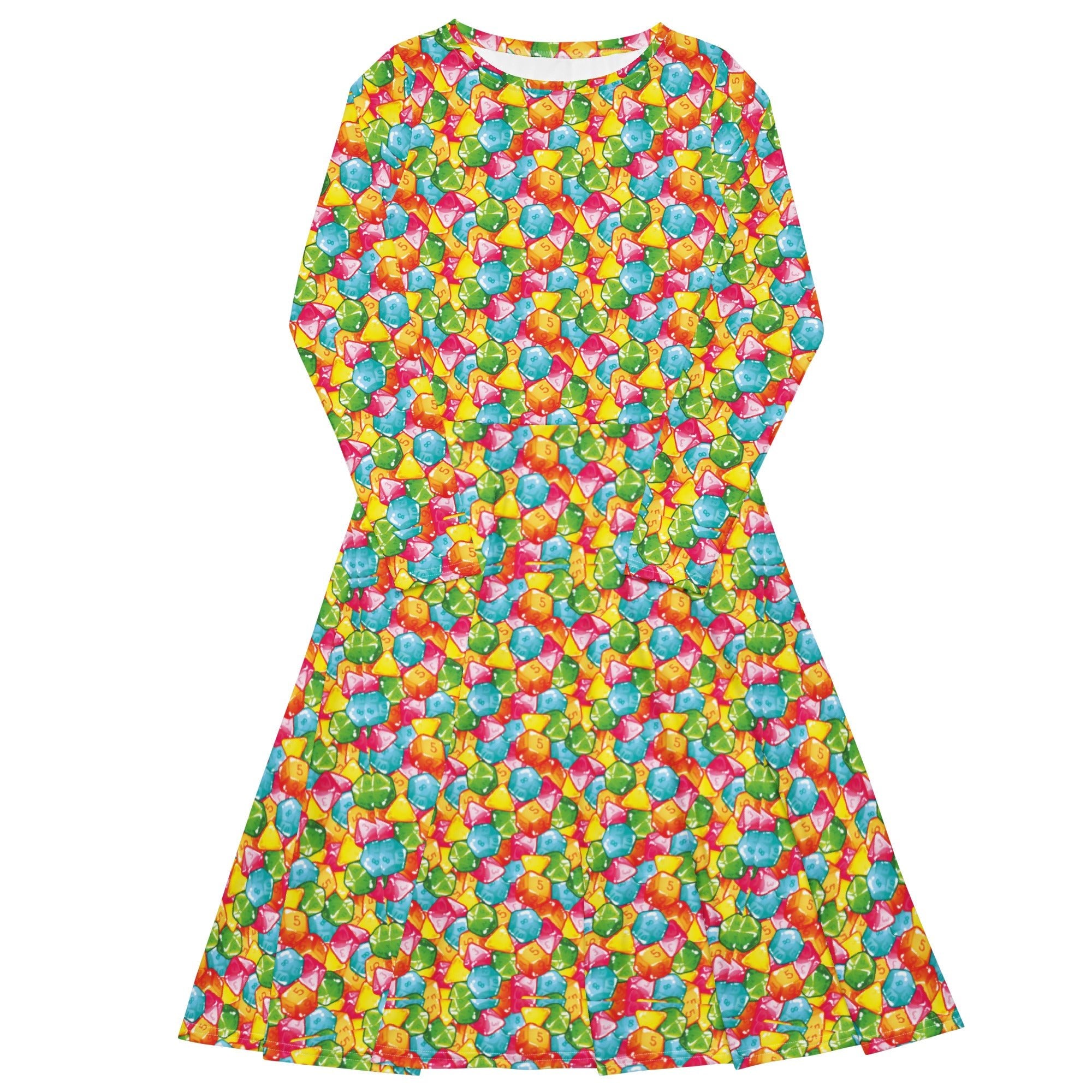 Nerdy DND Gummies Long Sleeve Midi Dress