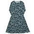 Military Fighter Jet Navy Camo Blue Long Sleeve Midi Dress 1
