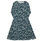 Nerdy Military Fighter Jet Navy Camo Blue Long Sleeve Midi Dress