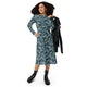 Nerdy Military Fighter Jet Navy Camo Blue Long Sleeve Midi Dress