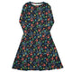 Nerdy Multi Colored Airplanes on Blue Long Sleeve Midi Dress
