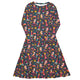 Nerdy Chess Colorful Chess Pieces Blue Long Sleeve Midi Dress