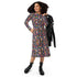 Chess Colorful Chess Pieces Blue Long Sleeve Midi Dress 4