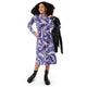 Nerdy Dnd Dice Swirls Purple Long Sleeve Midi Dress