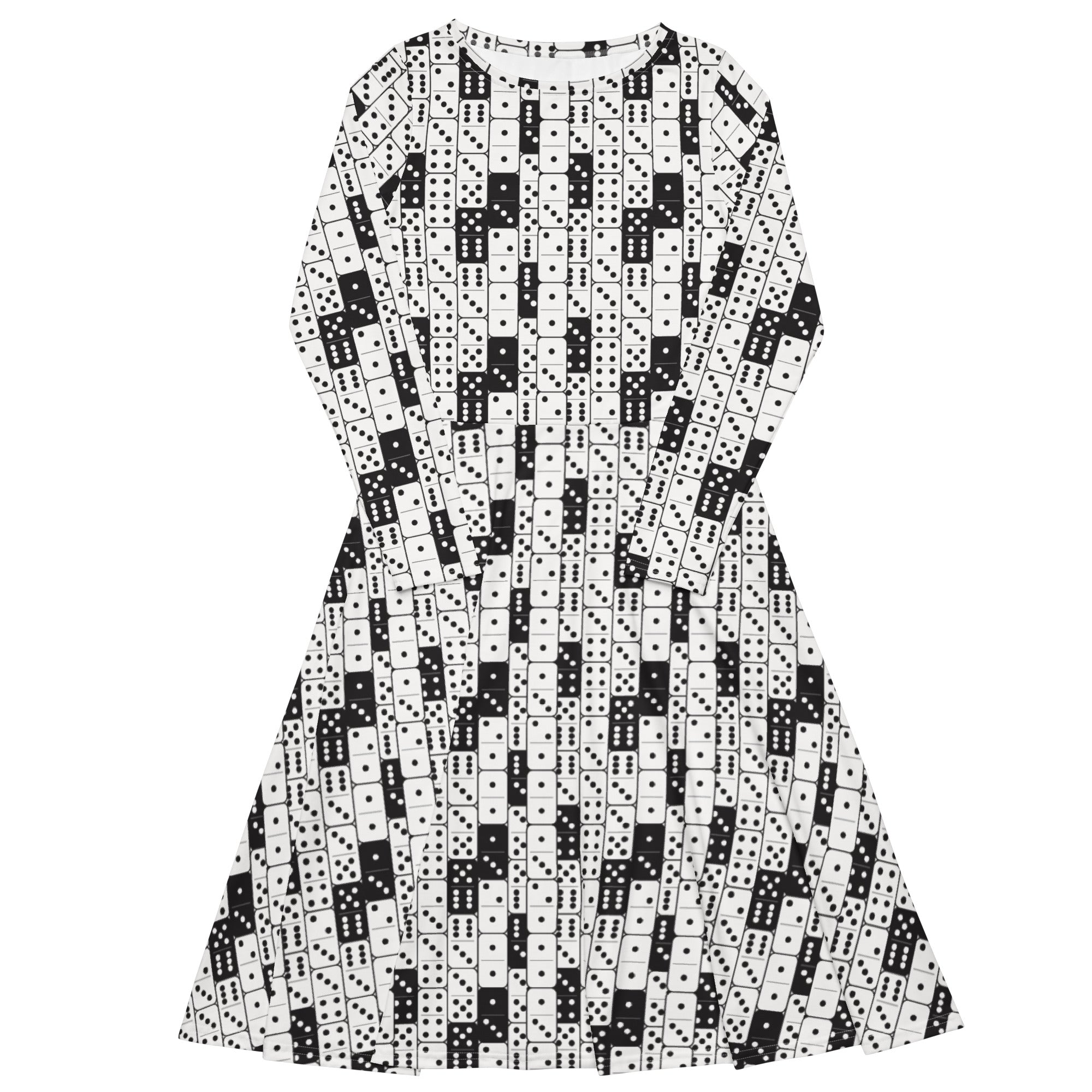 Nerdy Dominos Long Sleeve Midi Dress