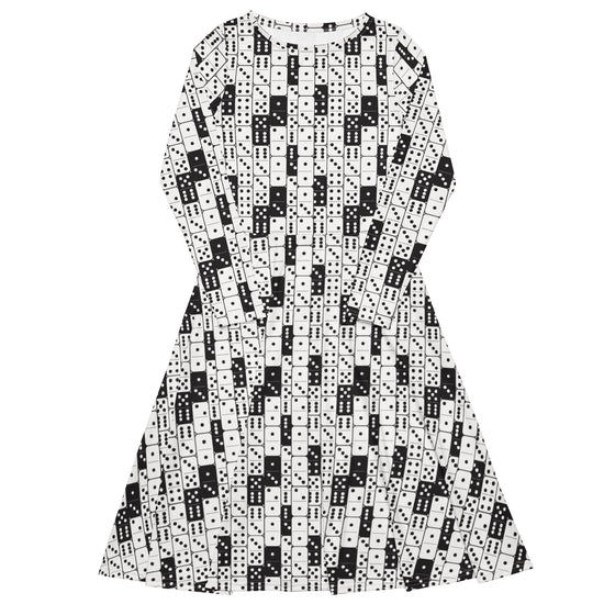 Nerdy Dominos Long Sleeve Midi Dress
