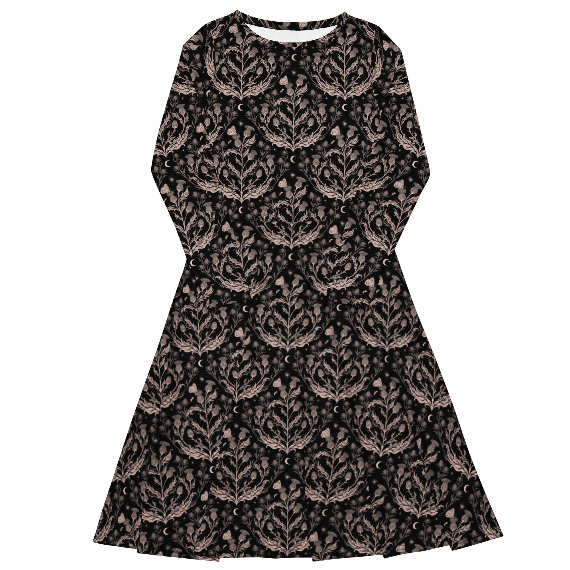 Nerdy Episodic Thistle Home Black White Long Sleeve Midi Dress