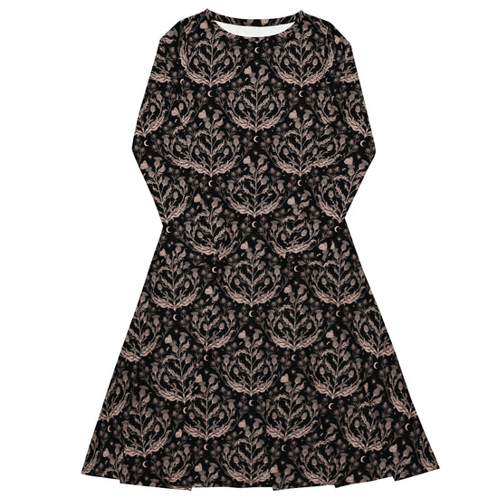 Nerdy Episodic Thistle Home Black White Long Sleeve Midi Dress