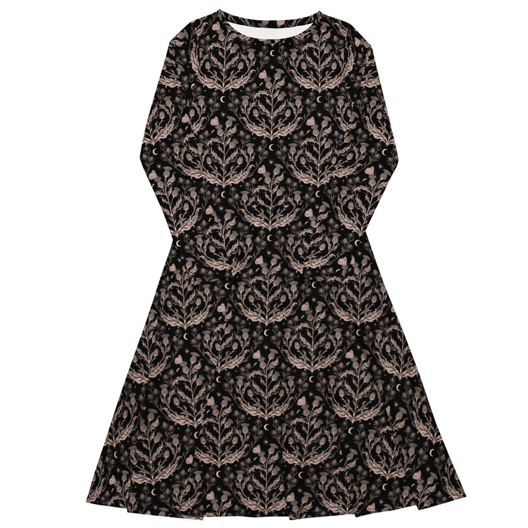Nerdy Episodic Thistle Home Black White Long Sleeve Midi Dress