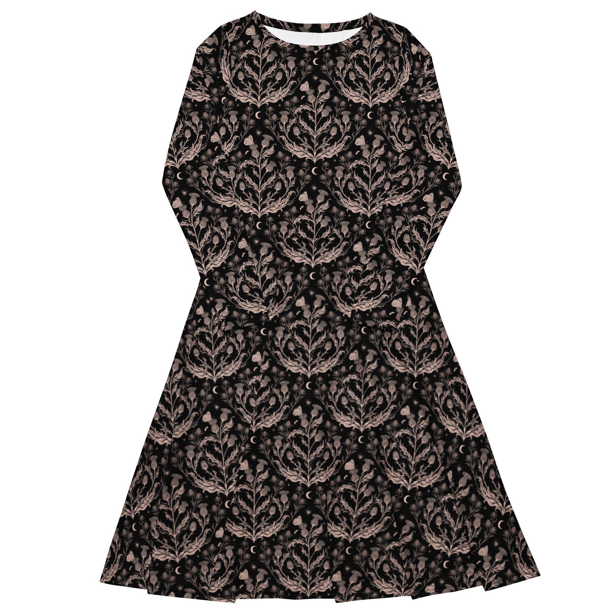 Episodic Thistle Home Black White Long Sleeve Midi Dress 1