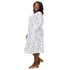 Simple Botany Flowers Herbs White Blue Long Sleeve Midi Dress 2