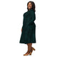 Nerdy Binary Computer 1s and 0s Teal Black Long Sleeve Midi Dress