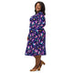 Nerdy Astronaut Pixels Outer Space Purple Blue Long Sleeve Midi Dress