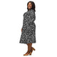 Nerdy Nerdy Doodles Black Long Sleeve Midi Dress