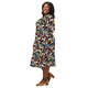 Nerdy Mondrian Cat Library Long Sleeve Midi Dress