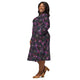 Nerdy Hawaiian Blooms Space Long Sleeve Midi Dress