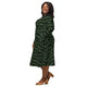 Nerdy Cats in the Leaves Long Sleeve Midi Dress