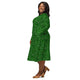 Nerdy Mad Science Lab Green Long Sleeve Midi Dress