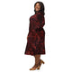 Nerdy Red Nebula Space Long Sleeve Midi Dress