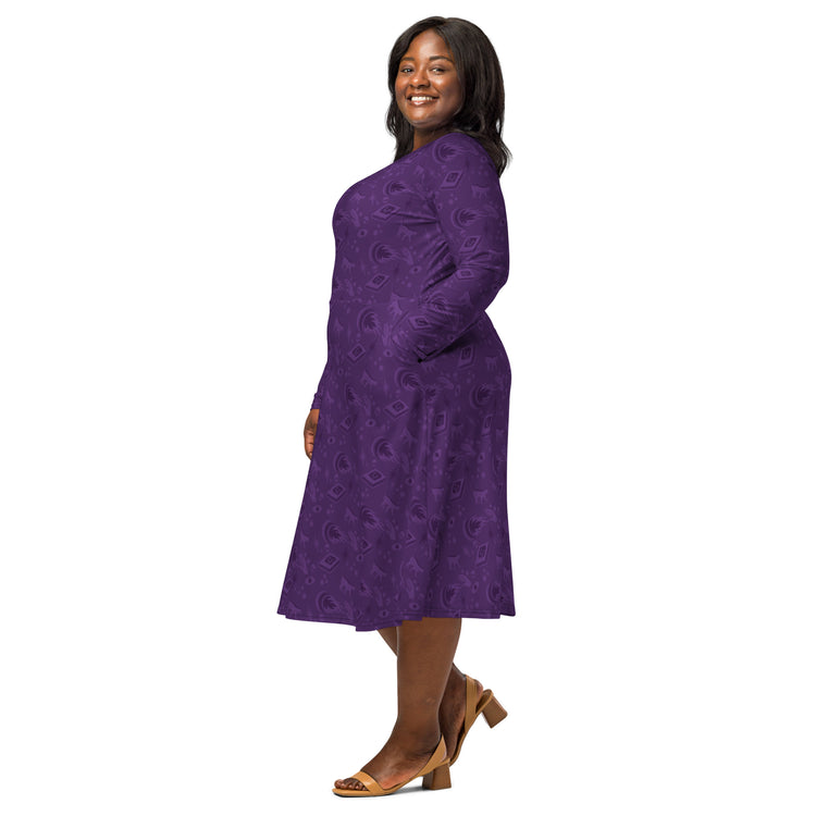 Nerdy Dnd Warlock Class Long Sleeve Midi Dress