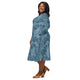 Nerdy Tropical Dragons Long Sleeve Midi Dress