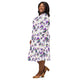 Nerdy Rainbow Dragons and Unicorns Long Sleeve Midi Dress