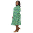 Dinosaur Smiles Flowers and Leaves Long Sleeve Midi Dress 2