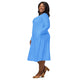 Nerdy Geometry Blue Math Long Sleeve Midi Dress