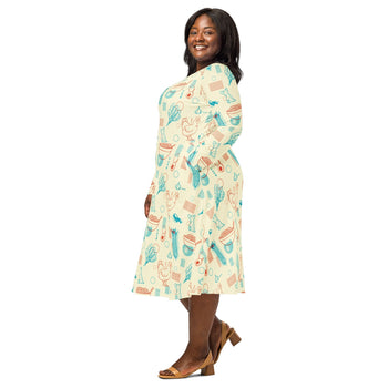 Nerdy Ramen Recipe Japanese Long Sleeve Midi Dress