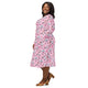 Nerdy Anime Gamer Items Pink Long Sleeve Midi Dress