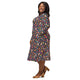 Nerdy Chess Colorful Chess Pieces Blue Long Sleeve Midi Dress