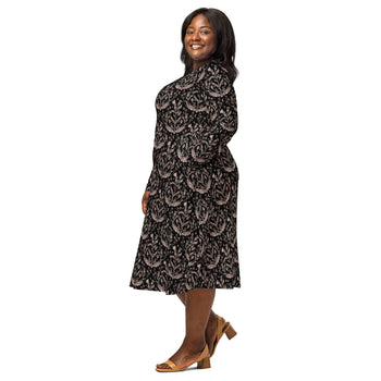 Nerdy Episodic Thistle Home Black White Long Sleeve Midi Dress