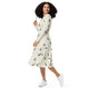 Nerdy Episodic Cat Catching the Moon Long Sleeve Midi Dress