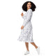 Nerdy Simple Botany Flowers Herbs White Blue Long Sleeve Midi Dress
