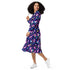 Astronaut Pixels Outer Space Purple Blue Long Sleeve Midi Dress 3
